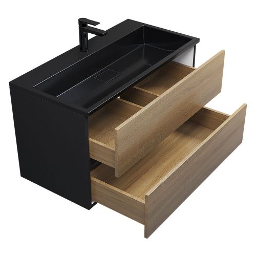 Раковина из искусственного камня Uperwood Barsa 3939193464 90х50 полувстраиваемая цвет черный - фото 4