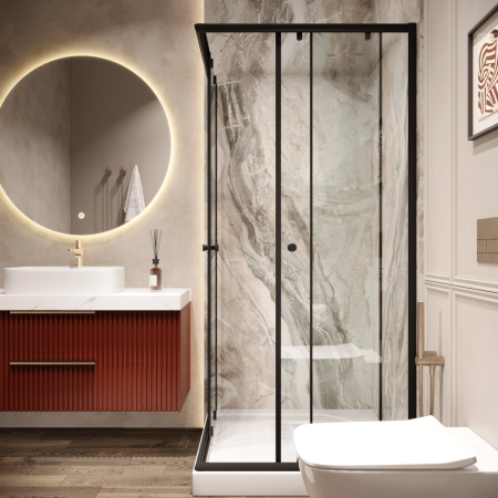 Душевой уголок Parly ZEQ911B 90х90 стекло прозрачное профиль черный с поддоном