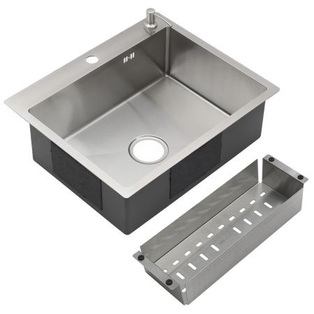 Кухонная мойка Melana ProfLine MLN-R6050H+дозатор+коландером 60х50 цвет серый поверхность матовая