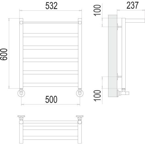 Полотенцесушитель водяной Terminus 4670078530400 55х60 хром - фото 3