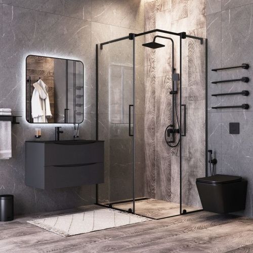 Унитаз подвесной Bond Cube F04-108 черный с сиденьем микролифт безободковый душевой смыв - фото 4