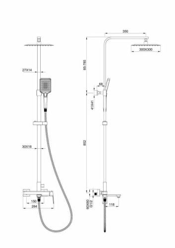 Душевая стойка Wonzon & Woghand DIAMOND WW-88739011-BN настенная цвет серый - фото 2
