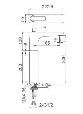 Смеситель для раковины Wonzon & Woghand Shark WW-481104-CR на столешницу хром