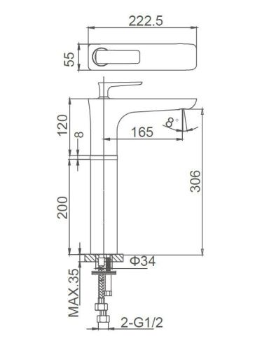 Смеситель для раковины Wonzon & Woghand Shark WW-48B1104-CR на столешницу хром - фото 5