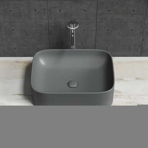 Раковина из сантехнического фарфора Ceramica Nova ELEMENT CN6052MDH 50х40 накладная цвет черный без отверстий под смеситель - фото 2