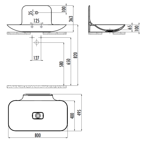 Раковина из сантехнического фарфора Creavit Foglia FG080-00CB00E-0000 80х50 накладная цвет белый - фото 2