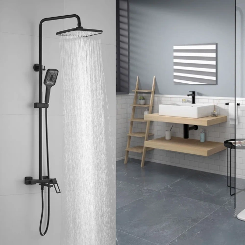 Душевая стойка Shevanik S6836H настенная цвет черный - фото 4