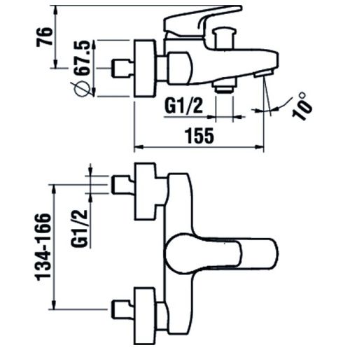 Смеситель для ванны Laufen Citypro 3.2195.7.004.400.1 настенный хром - фото 2