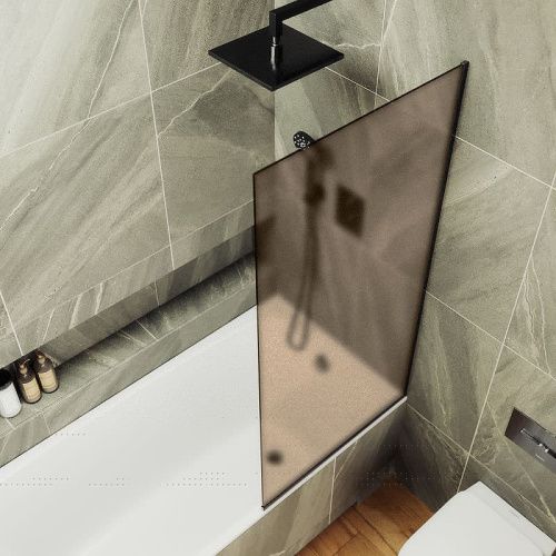 Душевая шторка на ванну Maybah Glass MGV-77-6у 90х140 стекло тонированное профиль черный ориентация универсальная - фото 3