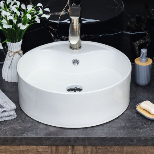 Раковина из сантехнического фарфора Melana 7026-805 50х50 накладная цвет белый 1 отверстие под смеситель - фото 3