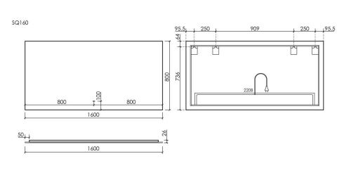Зеркало с подсветкой Sancos SQUARE SQ1600 160х80 подвесное - фото 5