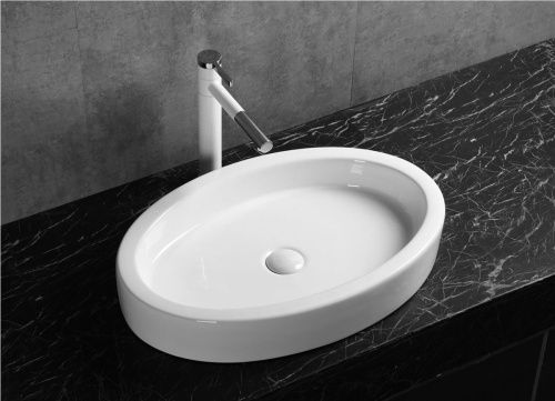 Раковина из сантехнического фарфора Cerutti SPA CR7045 60х40 накладная цвет белый без отверстий под смеситель