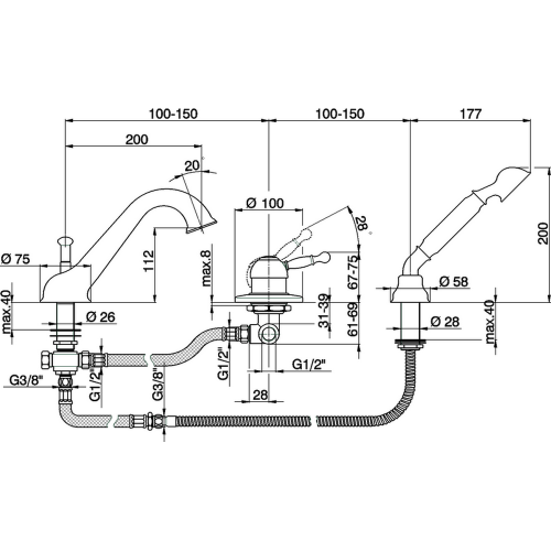 Смеситель Cisal Arcana Royal AY00126021 на борт ванны хром - фото 2