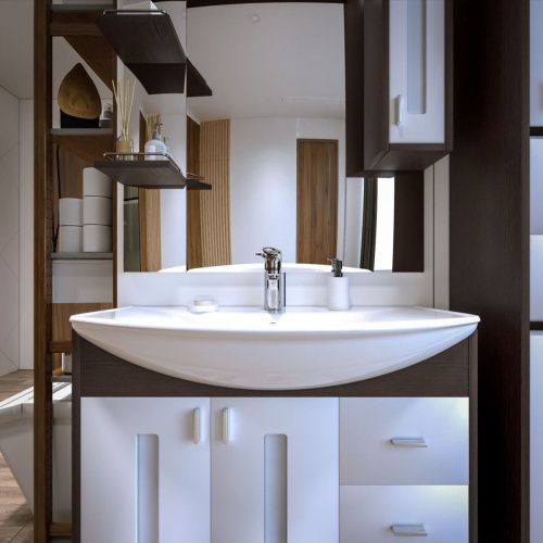 Зеркало-шкаф Бриклаер Бали 4627125411861 90х100 подвесной цвет белый/коричневый - фото 5