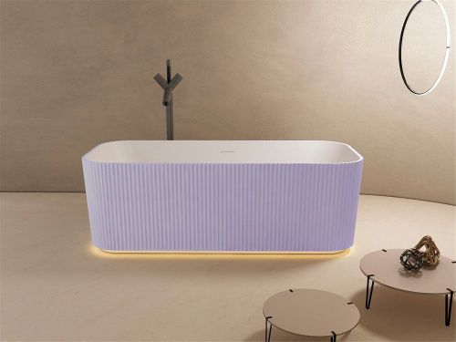 Ванна из искусственного камня Abber Stein AS9663Violett 170х75 отдельностоящая прямоугольная с каркасом - фото 3