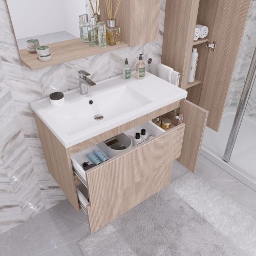 Тумба под раковину Grossman Юнит 208014 80х40 подвесная цвет коричневый - фото 4