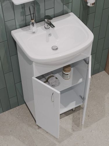 Тумба с раковиной Orange Лайт LA-50TUW+RA 50х40 напольная цвет белый - фото 3