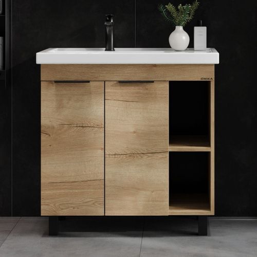 Тумба под раковину Onika Легран 108063 80х40 напольная цвет коричневый - фото 2