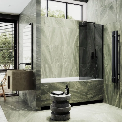 Душевая шторка на ванну Maybah Glass MGV-82-6ш 80х140 стекло тонированное профиль черный ориентация универсальная - фото 2