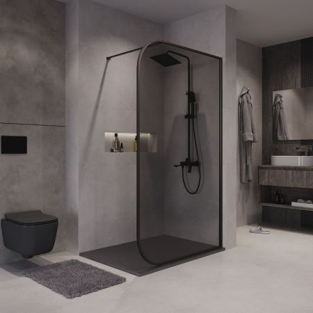 Душевая перегородка Niagara Nova NG-689-12TBLACK 120х200 стекло тонированное профиль черный