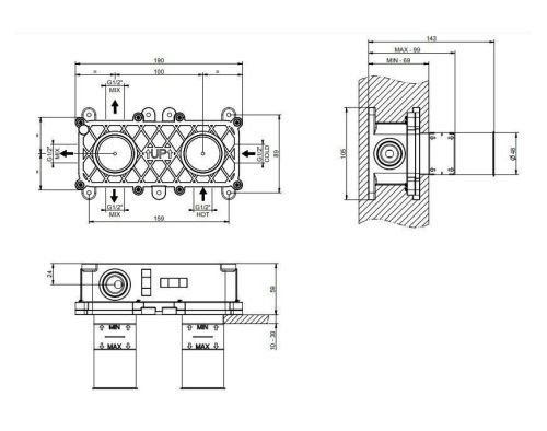 Внутренняя часть для термостатического смесителя Gessi Shower316 54169/239 - фото 2