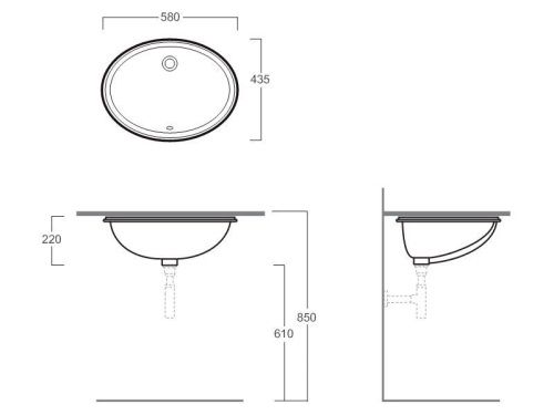 Раковина из сантехнического фаянса Simas S 53 bia 60х40 встраиваемая цвет белый без отверстий под смеситель - фото 2
