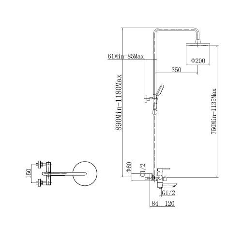Душевая стойка Fashun A52401-8A настенная цвет белый - фото 3