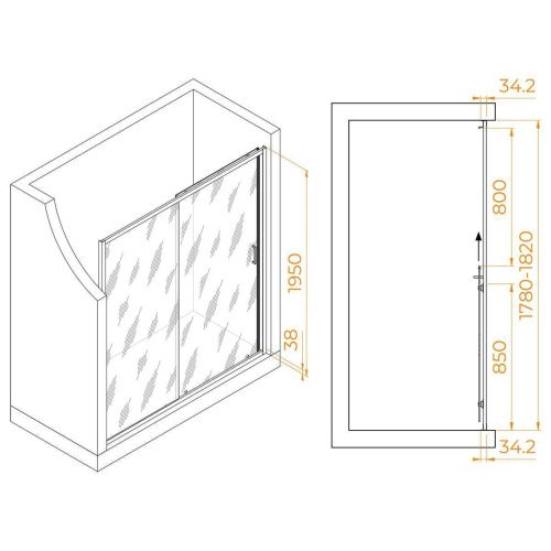 Душевая дверь RGW Passage 41081418-14 180х195 стекло прозрачное профиль черный - фото 2