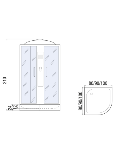 Душевая кабина River DESNA 10000001586 100х100 четверть круга с крышей ориентация универсальная - фото 2