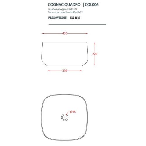 Раковина керамическая Artceram COGNAC COL006 17 00 40х40 накладная цвет черный без отверстий под смеситель - фото 2
