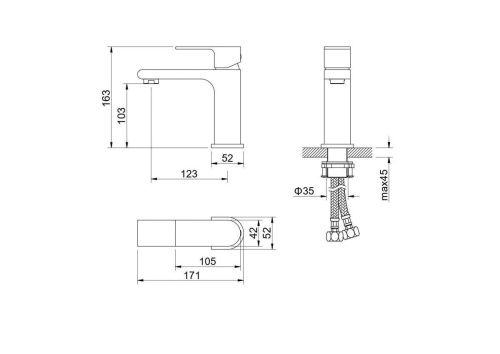 Смеситель Aquatek ЛИРА AQ1410MB на раковину черный - фото 4