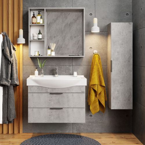 Зеркало-шкаф Onika Девис 208093 80х70 подвесной цвет серый - фото 4