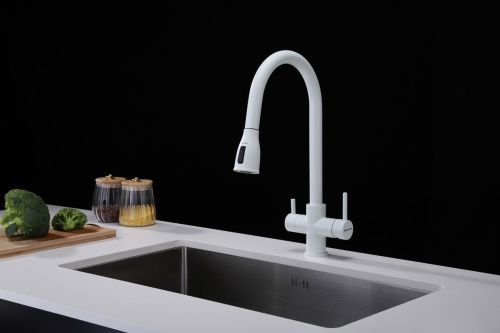 Смеситель для кухни Paulmark LANGE La214212-WH на мойку белый - фото 4