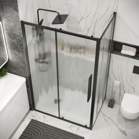 Душевой уголок Grossman Cosmo 120.K33.02.1210.21.02 120х100 стекло шиншилла профиль черный без поддона