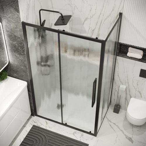 Душевая перегородка Grossman Cosmo 200.K33.02.80.21.02 80х195 стекло текстурное профиль черный - фото 5