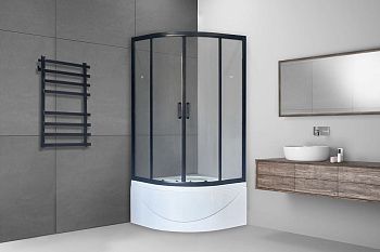 Душевой уголок Royal Bath BK RB100BK-T-BL 100х100 стекло прозрачное профиль черный с поддоном