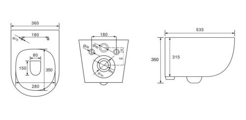Унитаз подвесной CHARUS TORRE BIANCA EWC700-130W белый с сиденьем микролифт безободковый каскадный смыв - фото 4