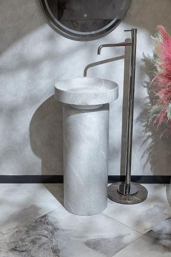 Раковина из искусственного камня Boheme Corian 801-GR 40х40 накладная цвет серый - фото 4