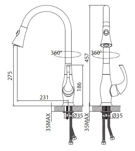 Смеситель для кухни Creavit MF8890D на мойку хром - фото 2
