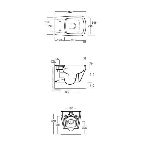 Чаша унитаза подвесная Simas Baden Baden BB18nero matt цвет черный без сиденья безободковая каскадный смыв - фото 2