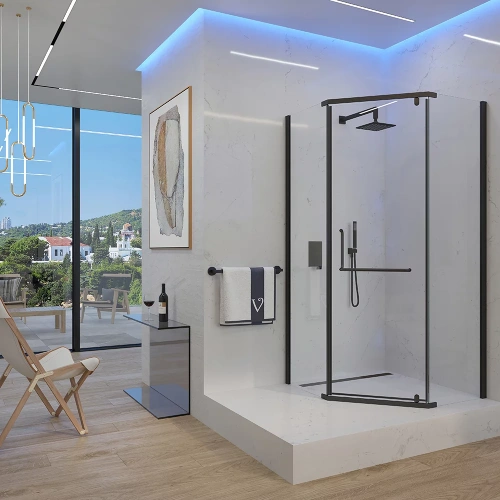 Душевой уголок Veconi Rovigo RV36B-90-01-C5 90х90 стекло прозрачное профиль черный без поддона