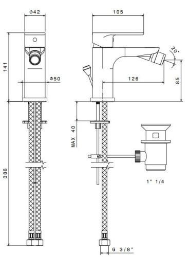 Смеситель Kerama Marazzi PIANO 69325KM.21.018 на биде хром - фото 2