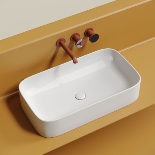 Раковина из сантехнического фарфора Ceramica Nova ELEMENT CN6054 70х40 накладная цвет белый без отверстий под смеситель - фото 3