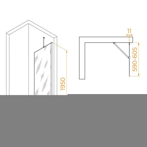 Душевая перегородка RGW Walk In 351010206-11 60х195 стекло прозрачное профиль хром - фото 2