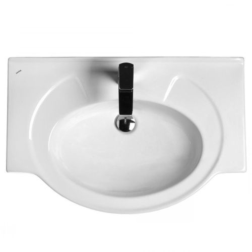 Раковина из сантехнического фарфора Santek Байкал 1WH110259 80х50 встраиваемая цвет белый 1 отверстие под смеситель - фото 2