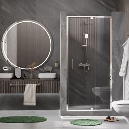 Душевая дверь Wasserkraft Berkel 48P 48P04 90х200 стекло прозрачное профиль хром