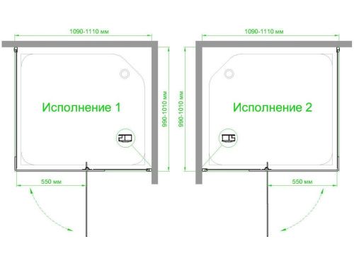 Душевой уголок Royal Bath HPVD RB1110HPVD-C-BL 110х100 стекло матовое профиль черный без поддона - фото 4