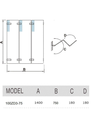 Душевая шторка на ванну WeltWasser WW100 10000000935 75х140 стекло прозрачное профиль хром ориентация универсальная