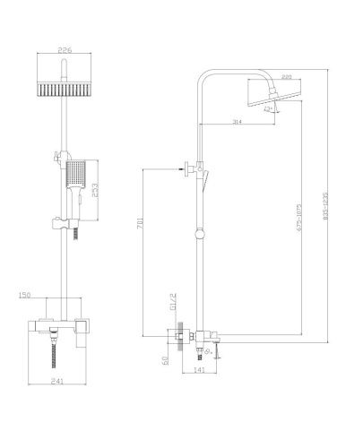 Душевая стойка Rush Thira TR3635-50Black настенная цвет черный - фото 2