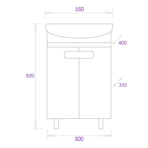 Тумба под раковину Onika Харпер 105557 50х30 напольная цвет белый/бежевый - фото 3